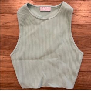 Sculpt Knit Racer Cropped Tank in Subtle Mint Size Small
